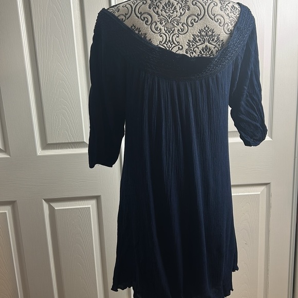 Purple Snow Blue Dress 3/4 Sleeve Smocked Relaxed Fit L - Picture 5 of 5